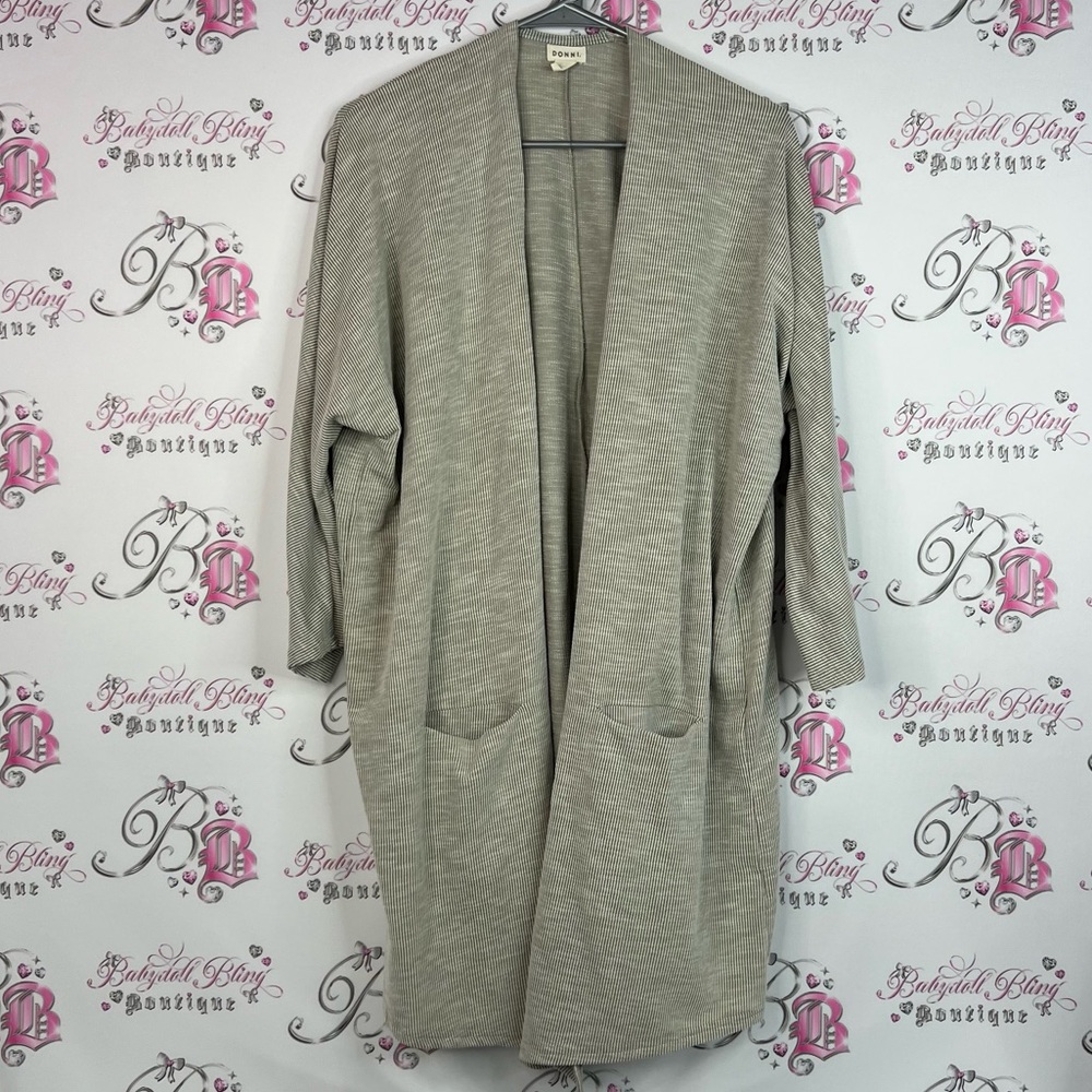 DONNI. Cardigan open front pockets beige Light Gray Women's Cardigan
